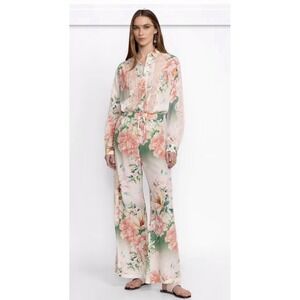 Johnny Was Ruksanna  Shirt & Pant Set 100% Silk  Rare Luxe Lounge / Sleep Set XS